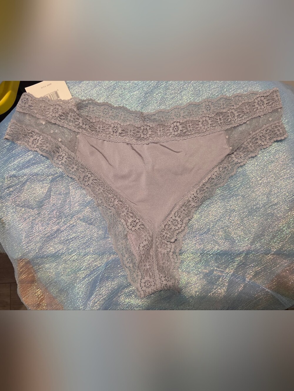 NWT 4X Lace Trim Bikini Panty in Grey - Picture 2 of 2